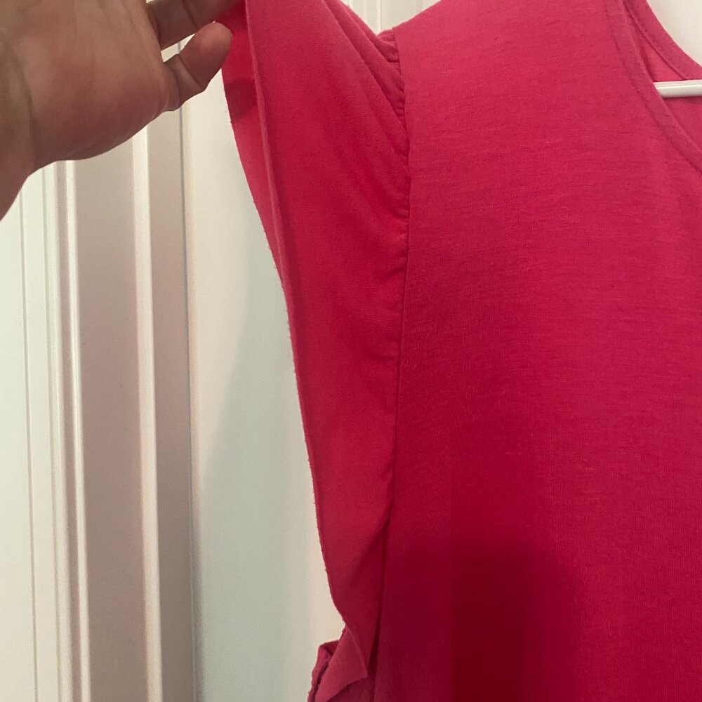 Fuchsia Tiered Ruffle Sleeve Tunic Top - Picture 2 of 4